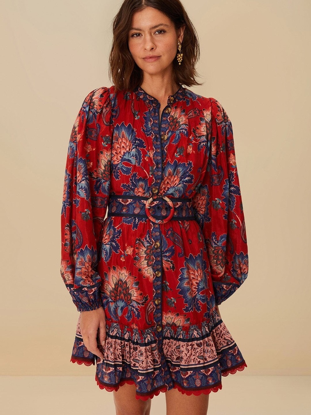 NWT FARM RIO Red Luang Mini Dress